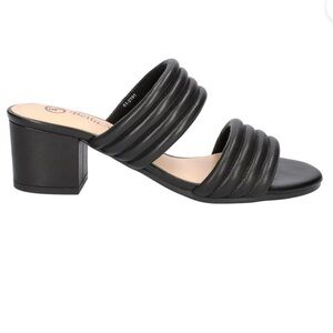 Bella Vita Black Leather Georgette Women's Block Heel Sandals Size 8.5M New